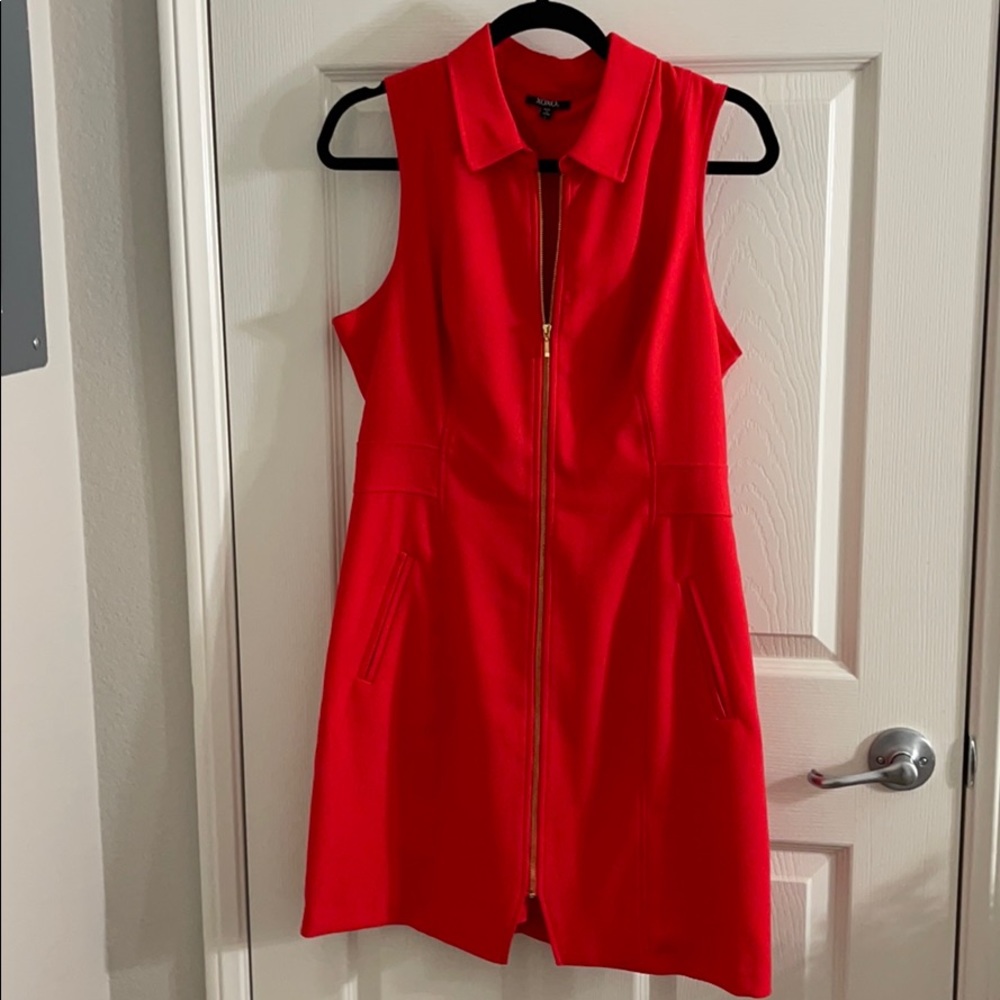 Professional Red/Orange Fun at the Knee Dress